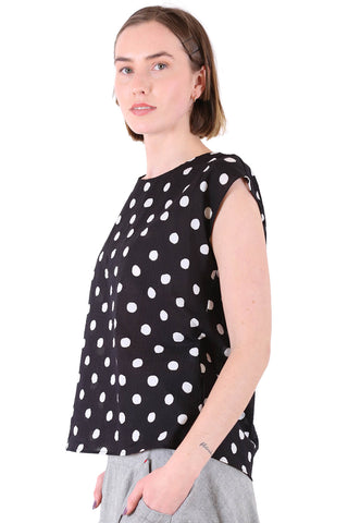 Cyan Spot Tee Black in Seersucker