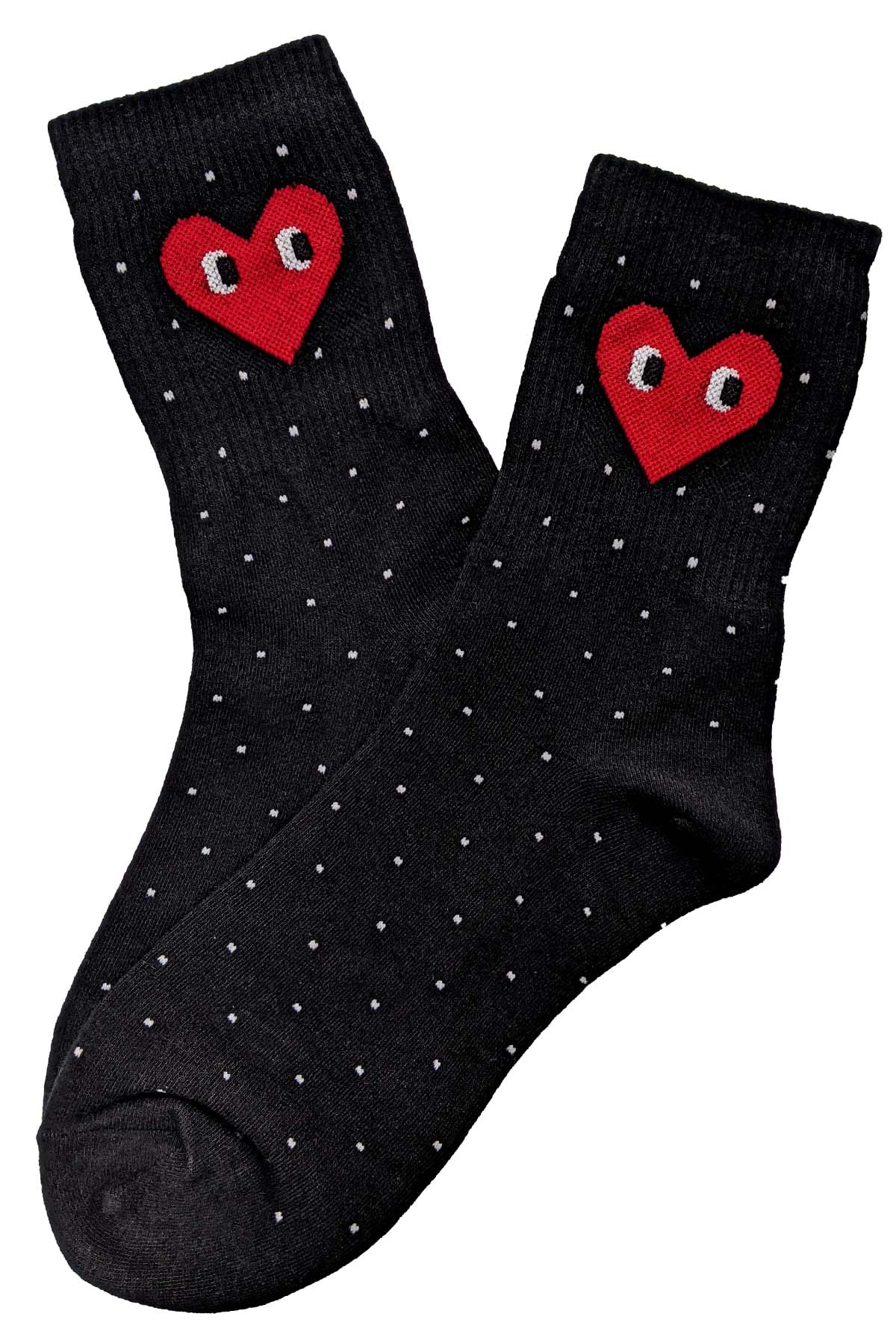 Olga de Polga dotty heart socks black