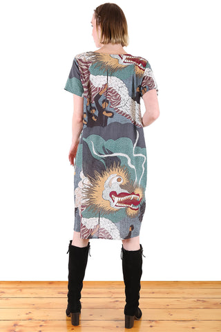 Festival Shift Dress Green in Seersucker