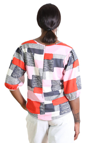 Southbank Blouse Red in seersucker