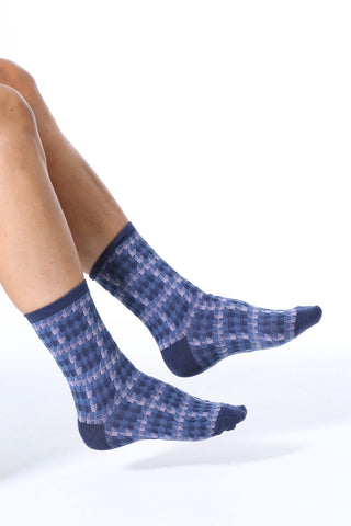 Textured Cotton Socks Blue