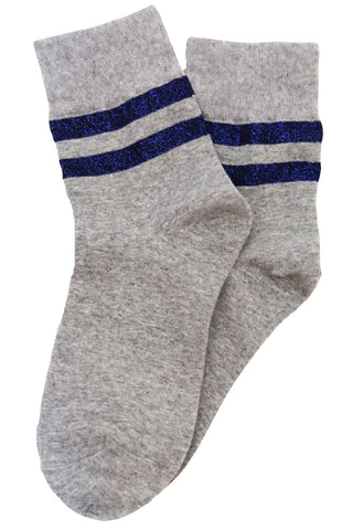 Varsity Glitter Stripe Cotton Socks Grey