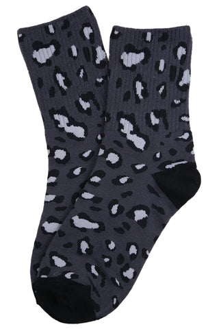 Charlotte Cheetah Cotton Socks Grey