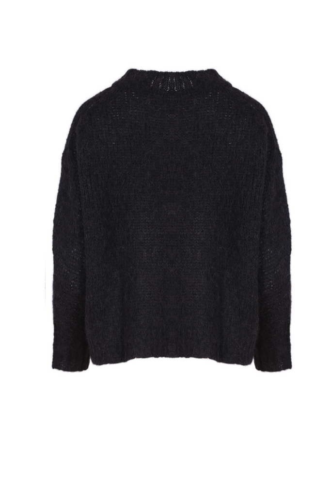 Olga de Polga Copenhagen knit sweater in black with long sleeves and a crew neckline. Back view