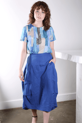Providencia Top Lagoon Blue in Cotton
