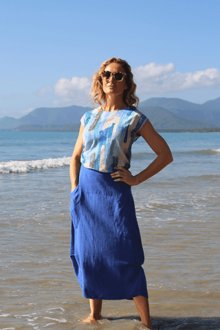 Providencia Tee Lagoon Blue in Cotton