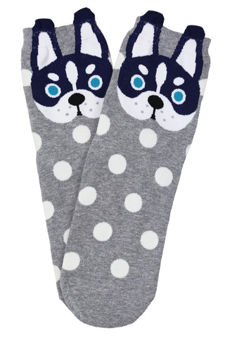 Spotty Dog Cotton Socks Grey