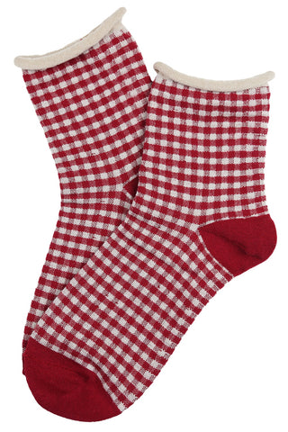 Gilda Gingham Cotton Socks Cherry Red