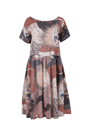 Festival Drop Waist Dress Pink in Seersucker