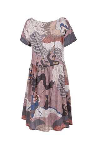 Festival Drop Waist Dress Pink in Seersucker