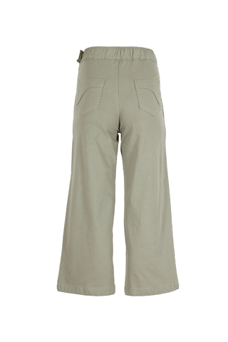 Olga de Polga Canvas Peggy pants in green khaki. Cropped pants with front and back pockets. Back view