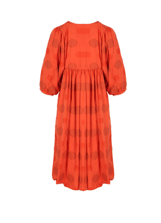 Olga de Polga Kristy dress front in new colour Universal Orange. Front view.