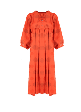 Olga de Polga Kristy dress front in new colour Universal Orange. Front view.